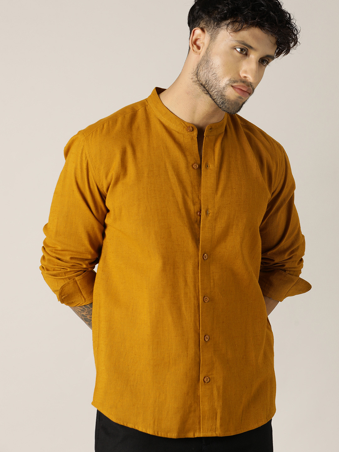 Paper Cut Men Solid Cotton Shirts