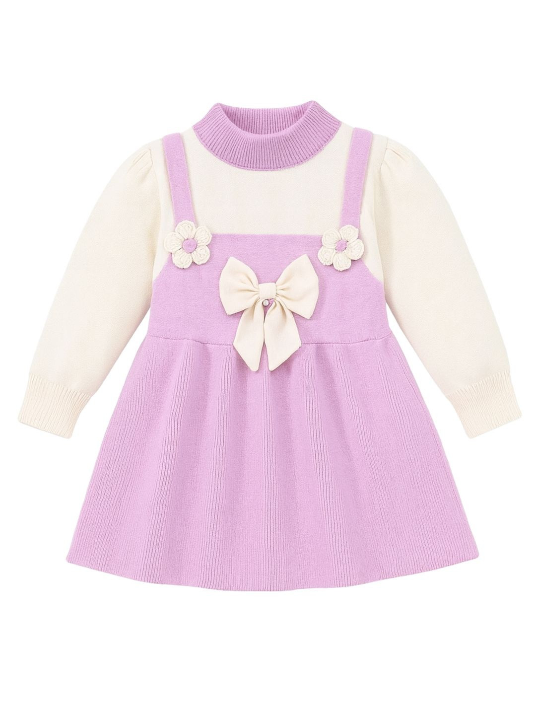 Bold N Elegant Girls High Neck Wool Blend Fit & Flare Dress