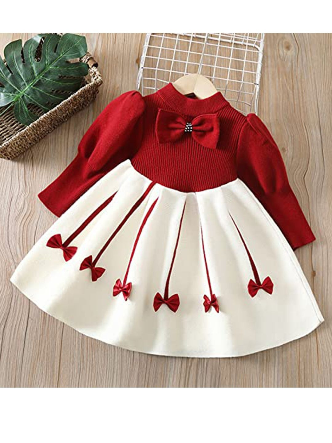 Bold N Elegant Embellished Puff Sleeve Fit & Flare Dress