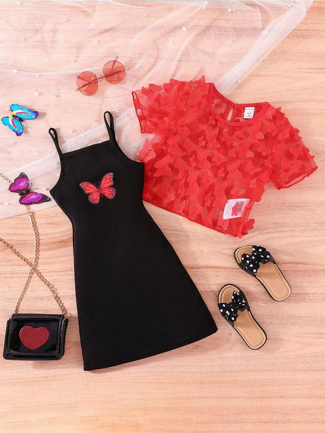 Bold N Elegant Girls Shoulder Straps Slip Dress With Shrug