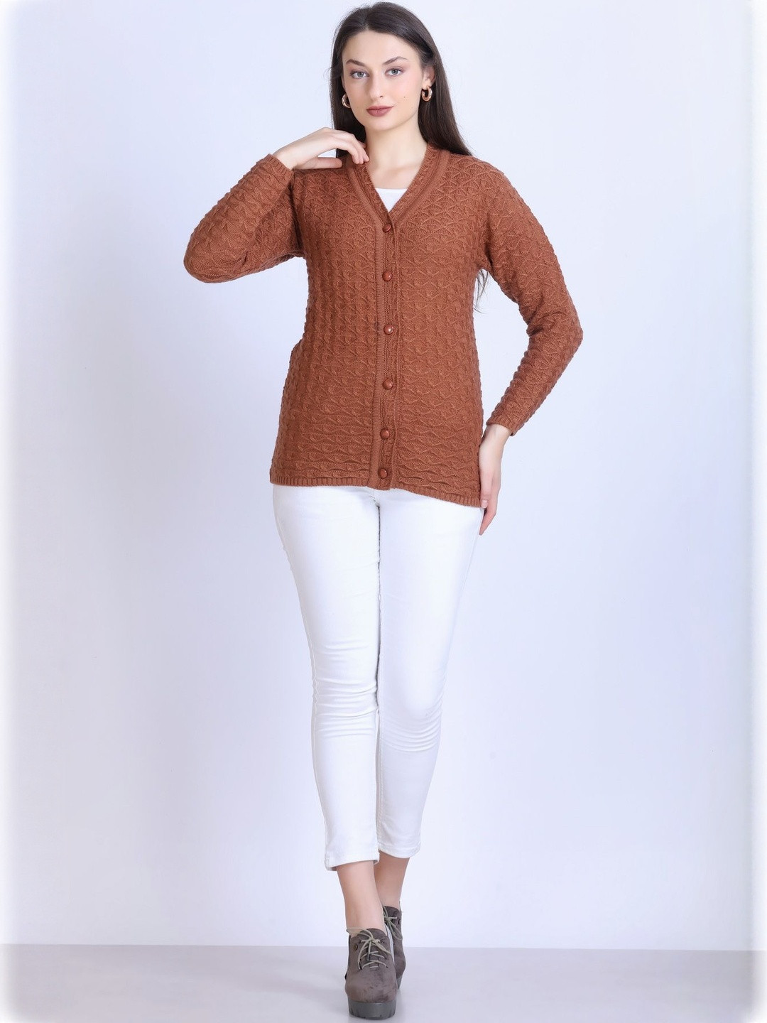 Roadster Women Wool Embroidered Cardigan Sweatrers