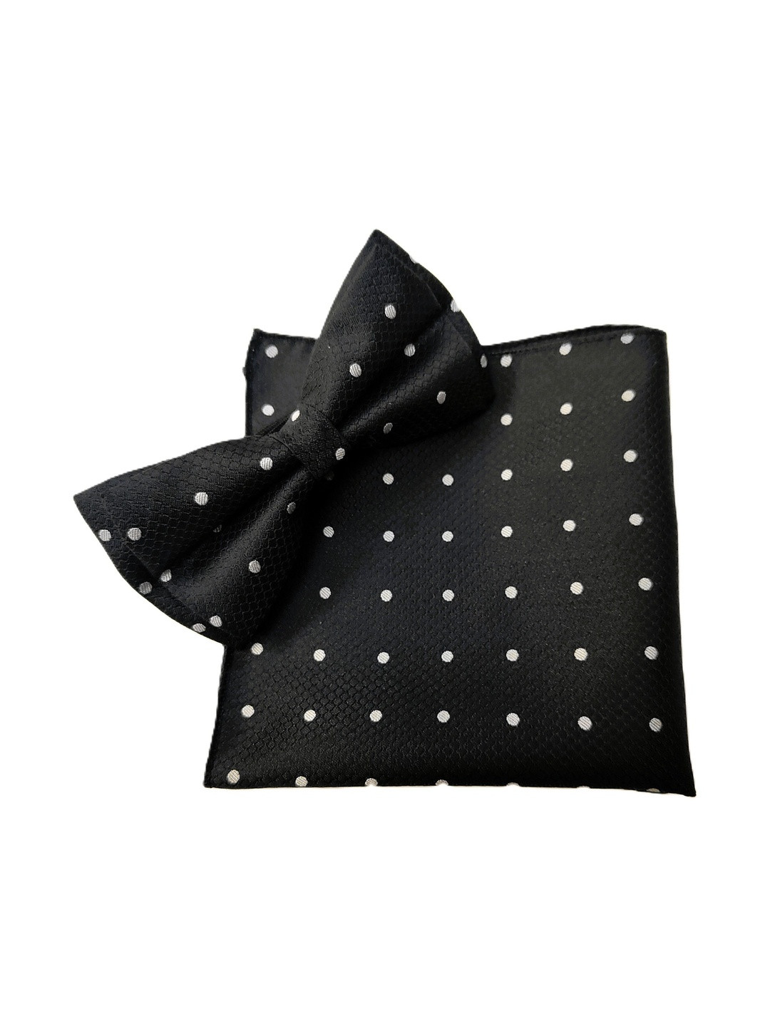VOICI Men Woven Design Bow Tie and Pocket Square