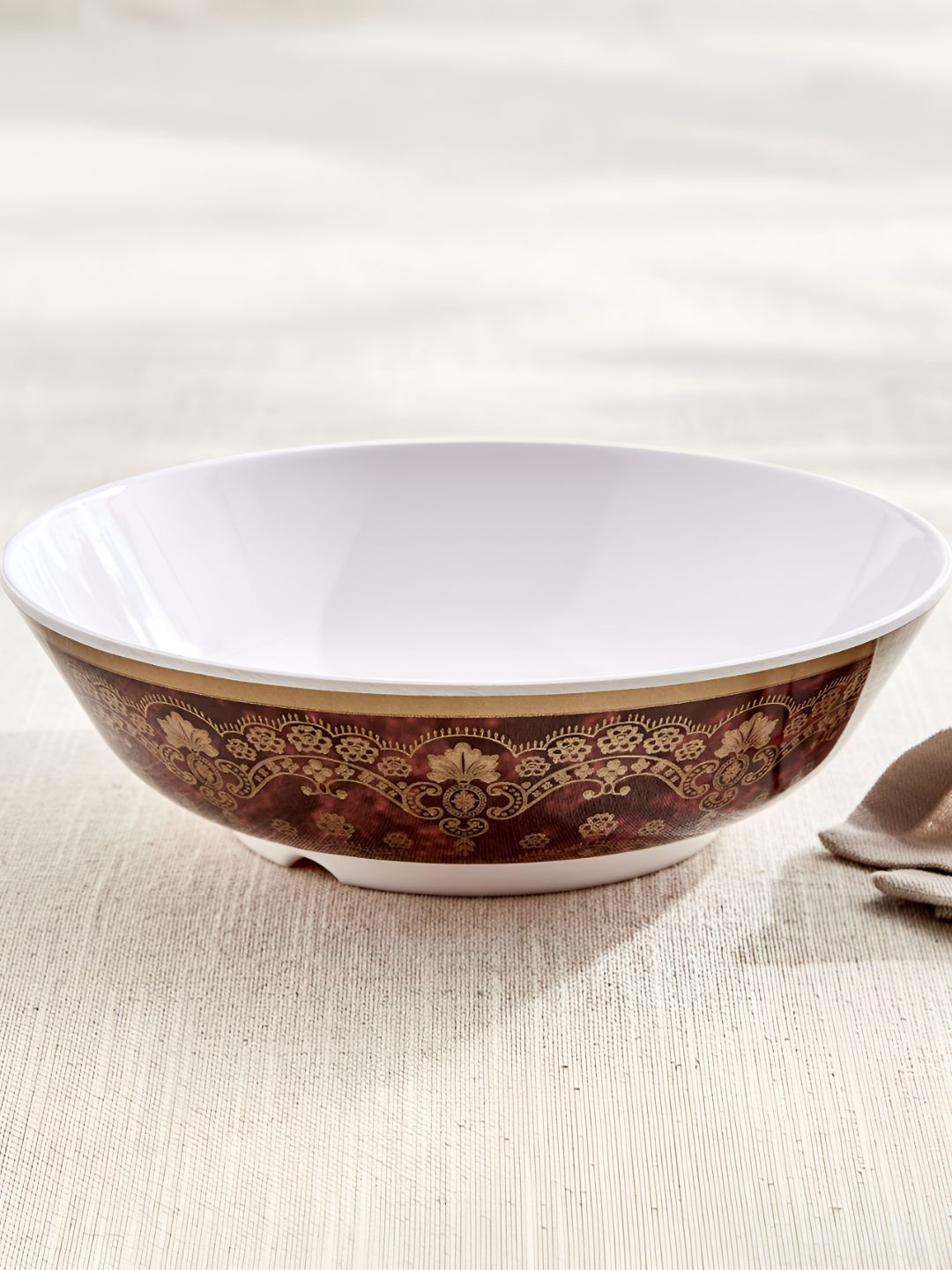 Home Centre White Corsica Craft Eco Melamine Printed Serving Bowl - 1.3L