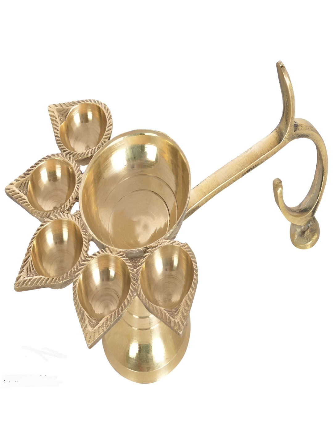 Heaven Decor Gold-Toned Textured Panchaarti Diya Stand