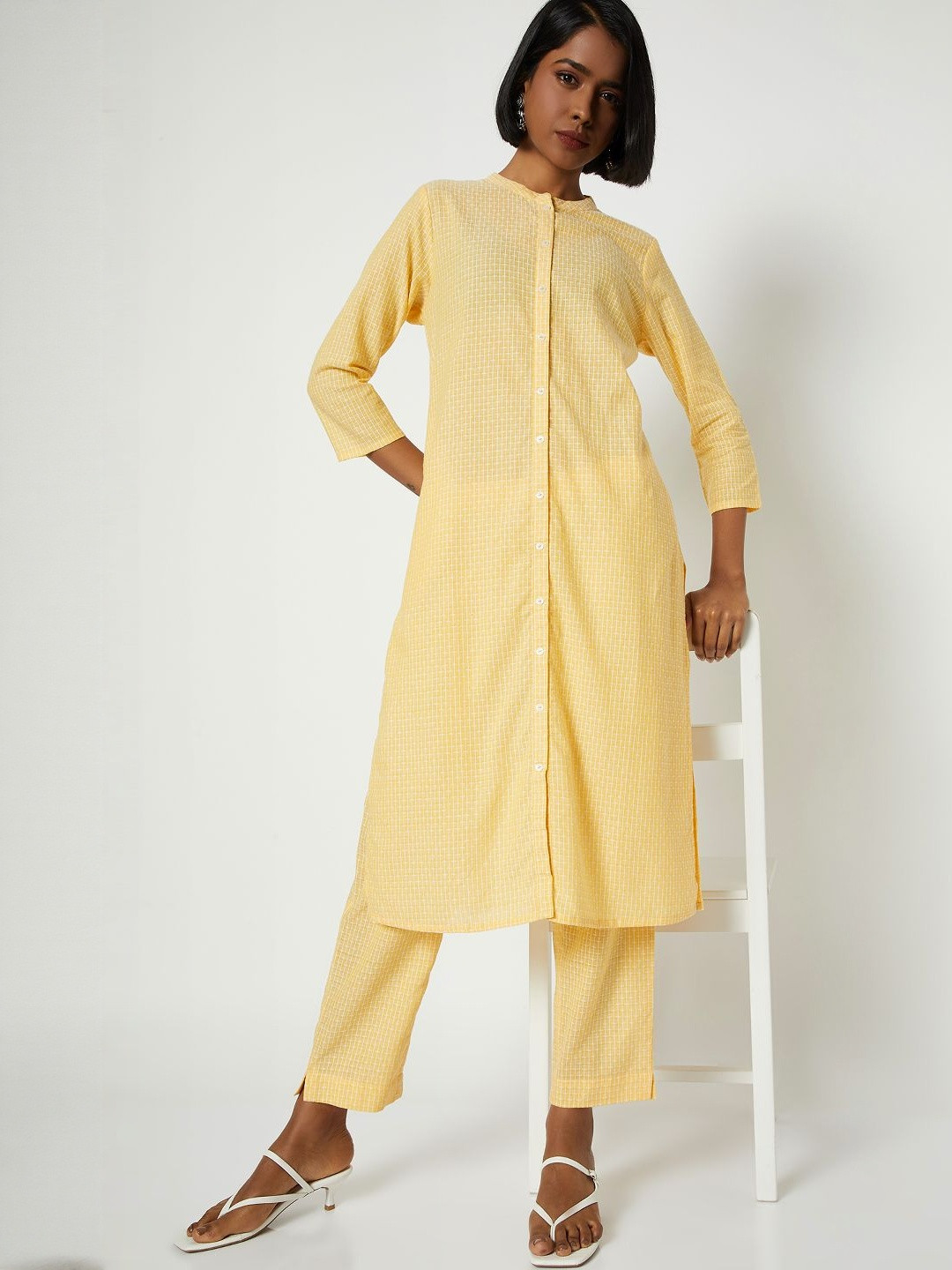 Max Women Checked Straight Kurta Set