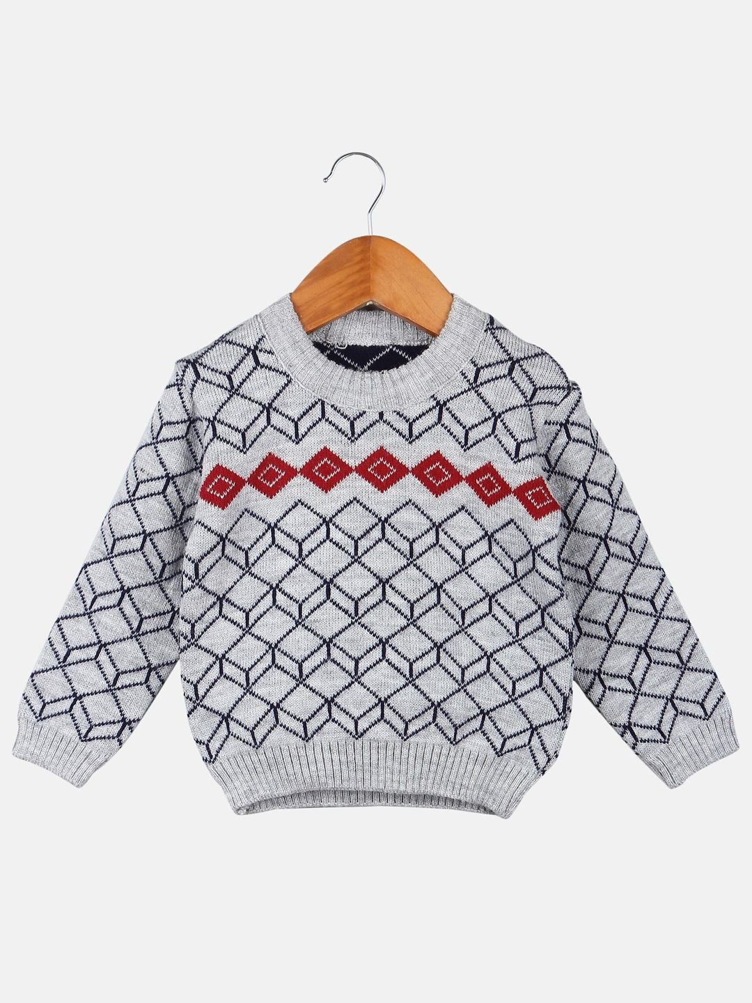 TRENDY WORLD Boys Pack of 2 Geometric Self Design Round Neck Woollen Cardigan
