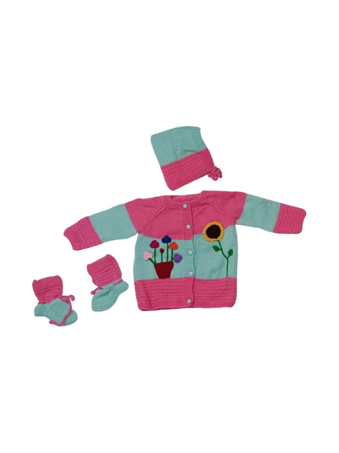 Cute Collection Kids-Unisex Pack of 3 Multi Wool Striped Cardigan