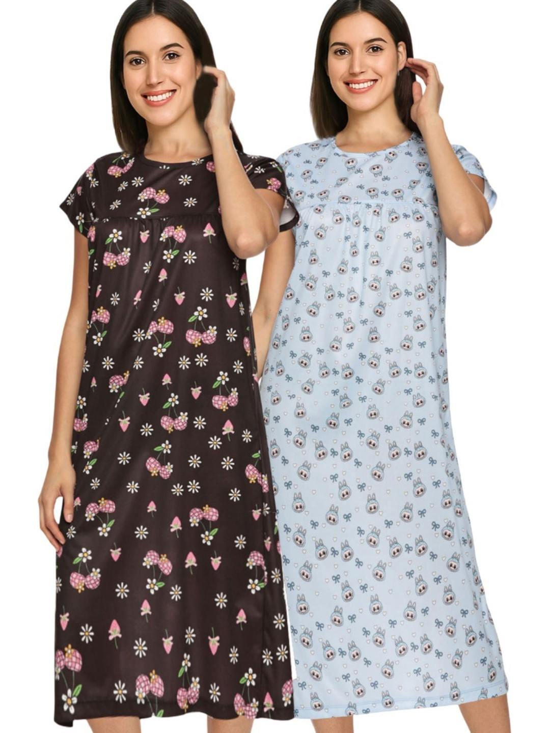zebu Pack of 2 Floral Printed Nightdress