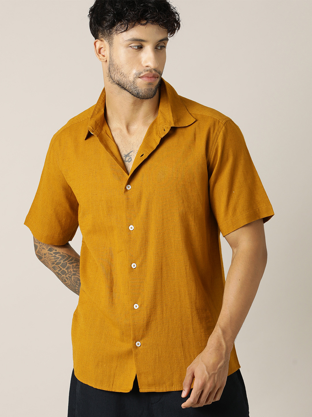 Paper Cut Men Solid Cotton Shirts