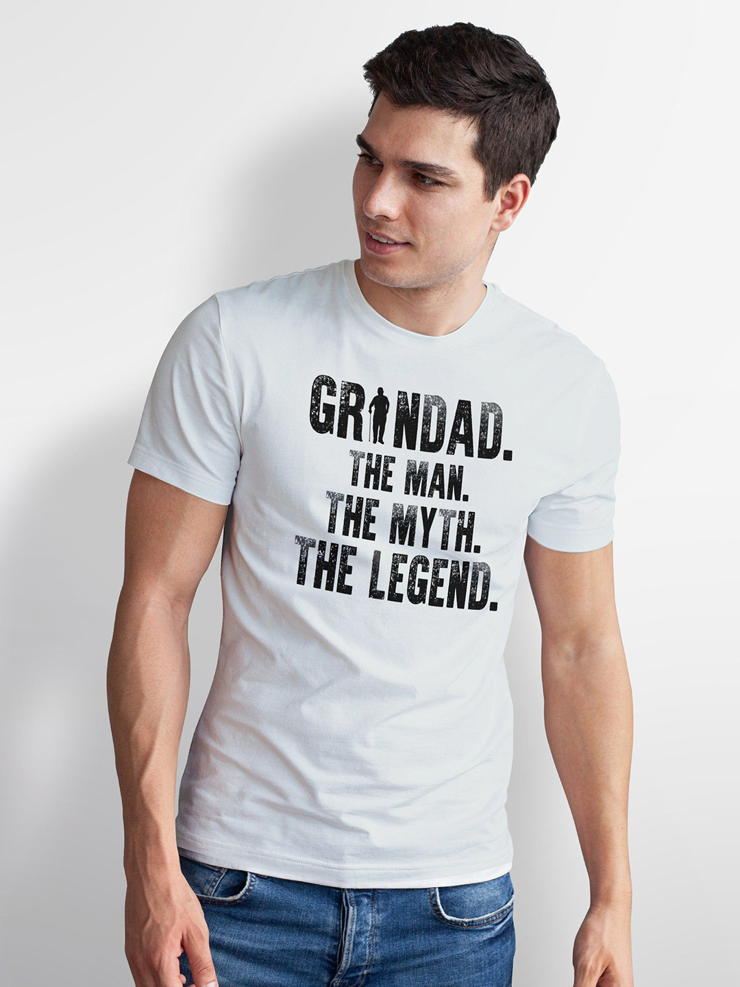 Seekbuylove Men Bio Finish Grandad The Man Myth Legend Round Neck Pure Cotton T-shirt