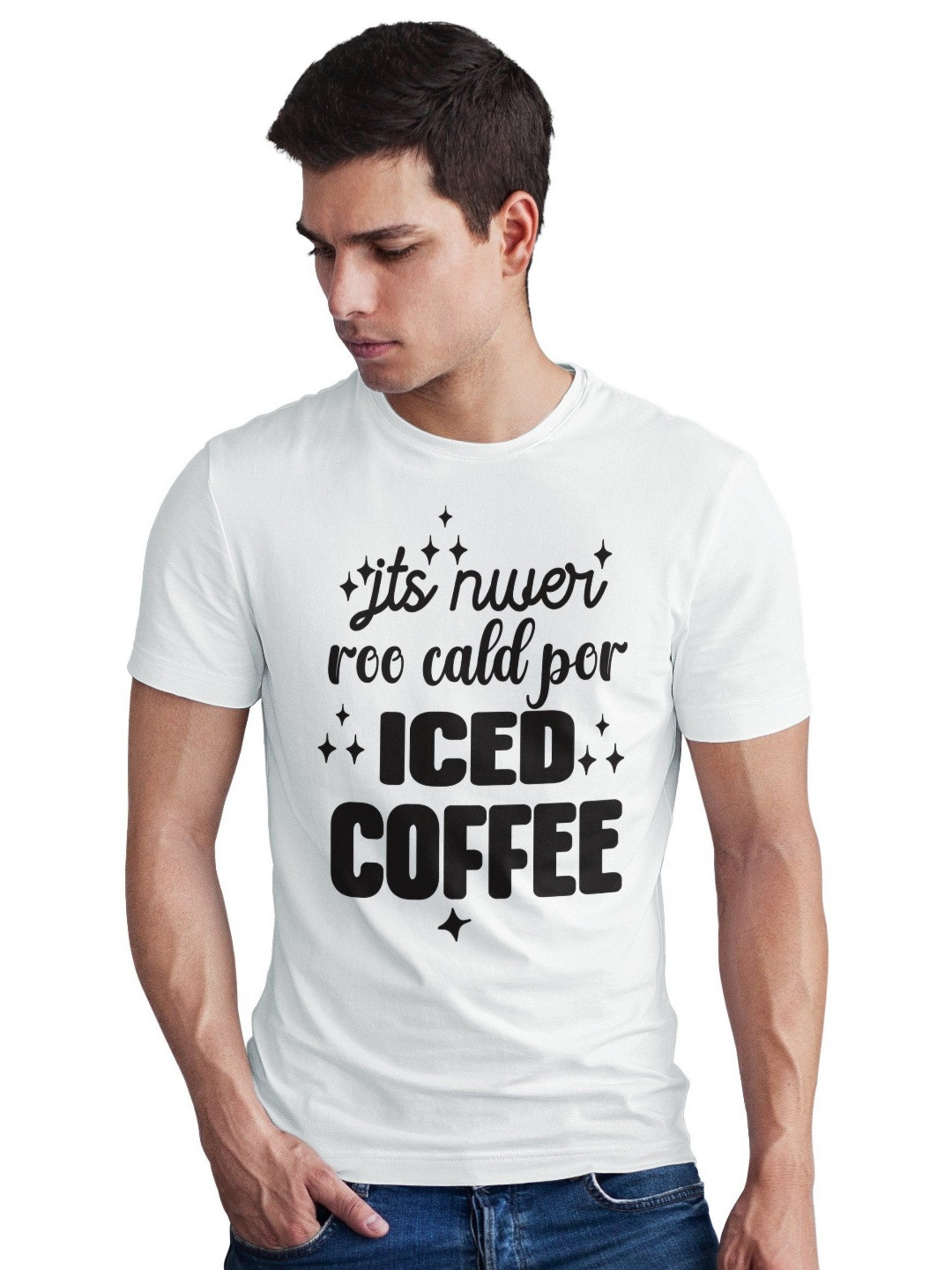 Seekbuylove Men Bio Finish Iced Coffee Round Neck Pure Cotton T-shirt
