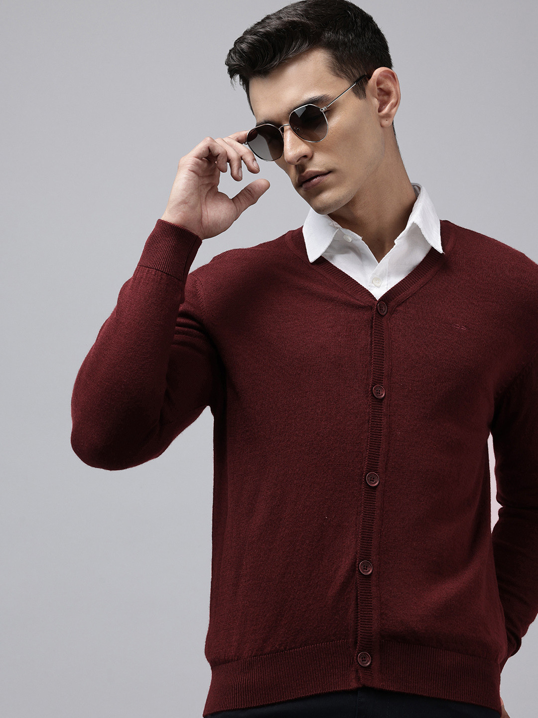 ColorPlus V-Neck Knitted Cardigan Sweater