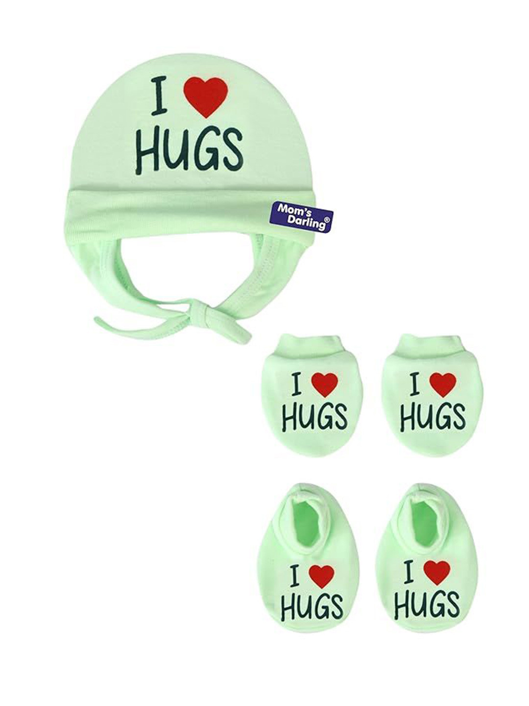 Mom's Darling Infant Kids Printed Pure Cotton Visor Cap With Gloves & Socks