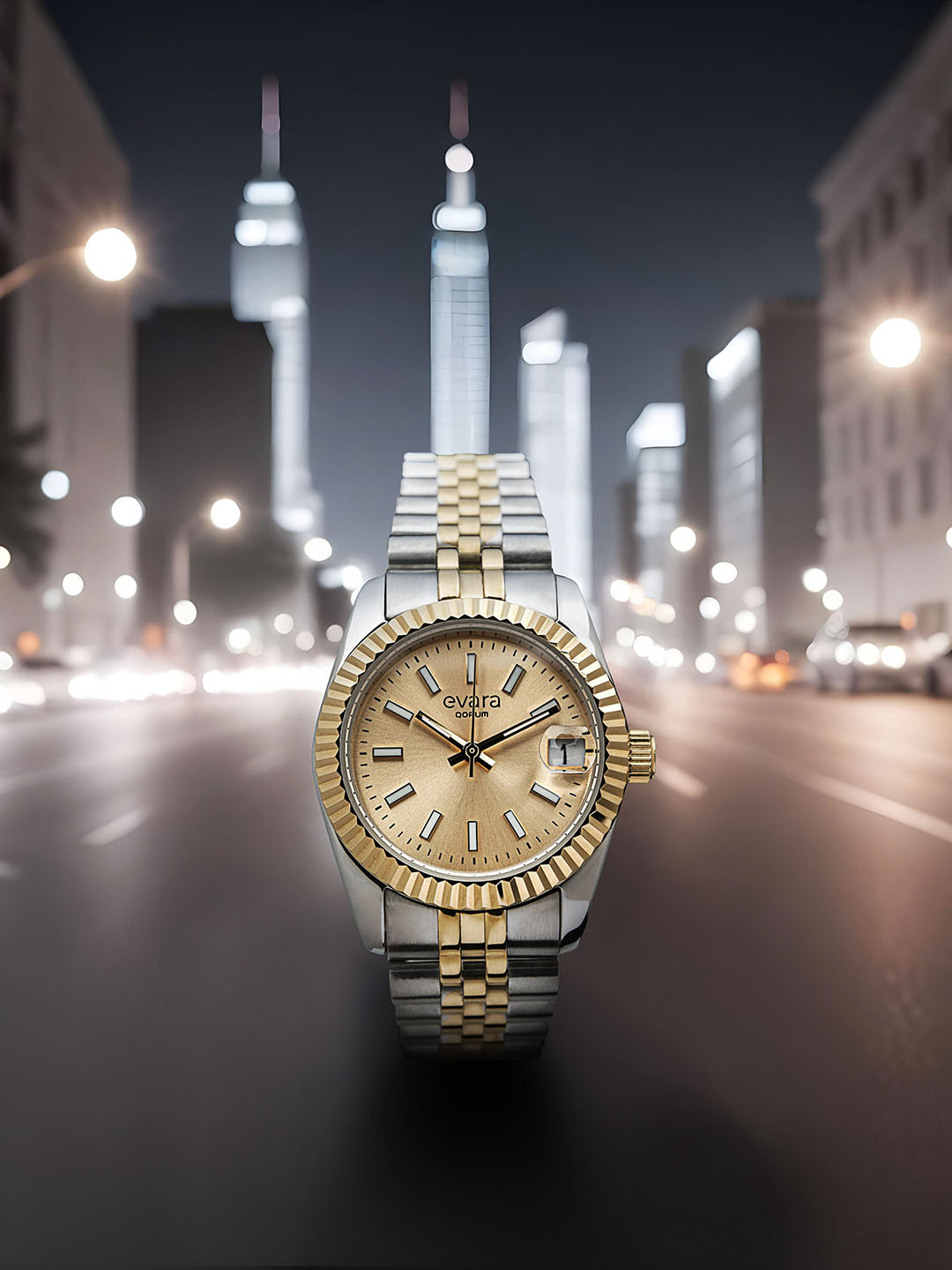 QORUM INDIA Women Evara Stainless Steel Bracelet Style Analogue Watch G133 Evara-Gold