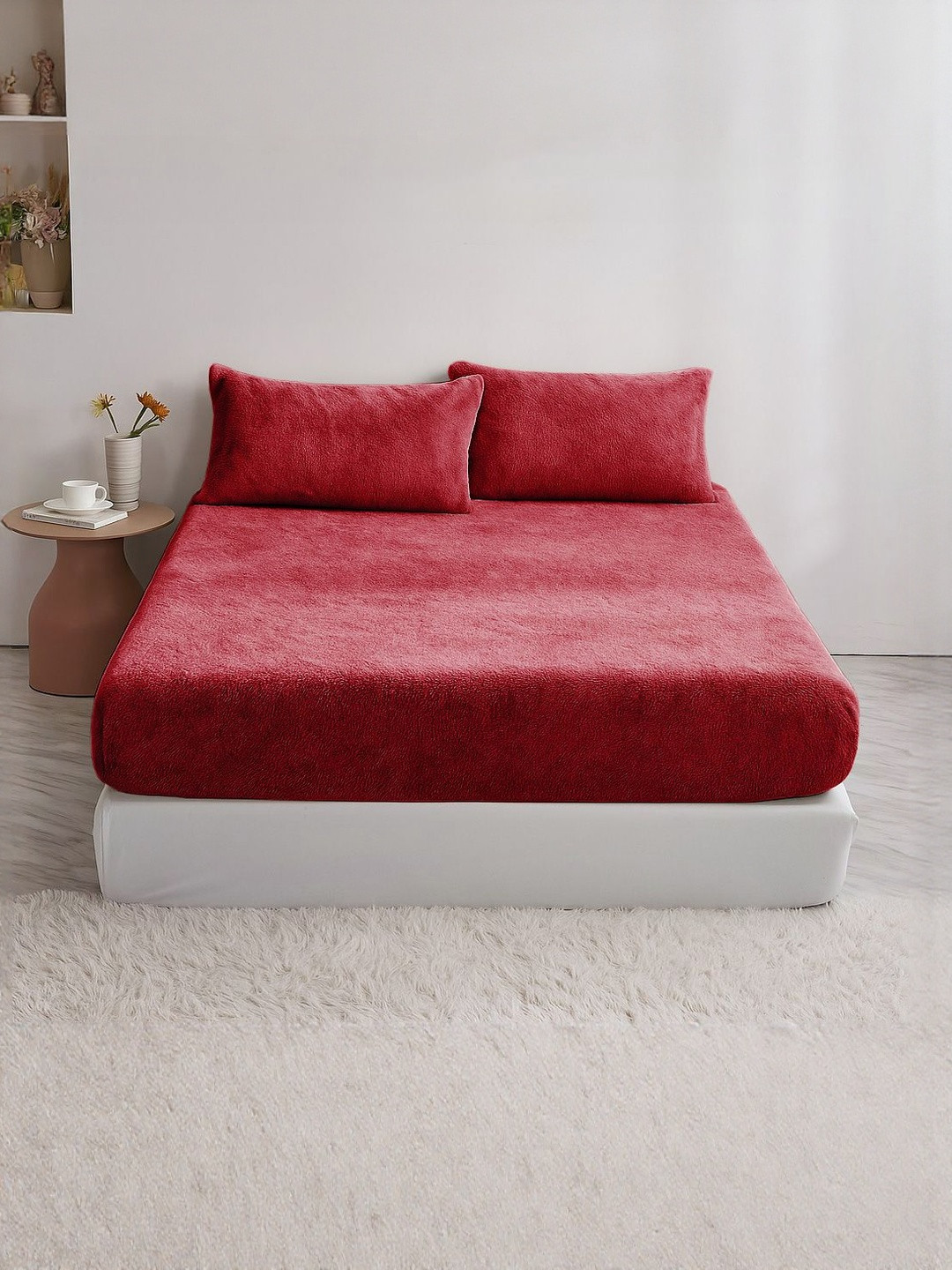 bsb home Red 220TC King Bedsheet Set 182.88 m x 218.44 m