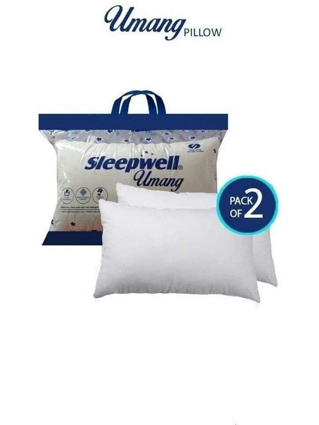 Sleepwell White 2 Pieces Fibre Filled Microfibre Rectangle Sleep Pillows