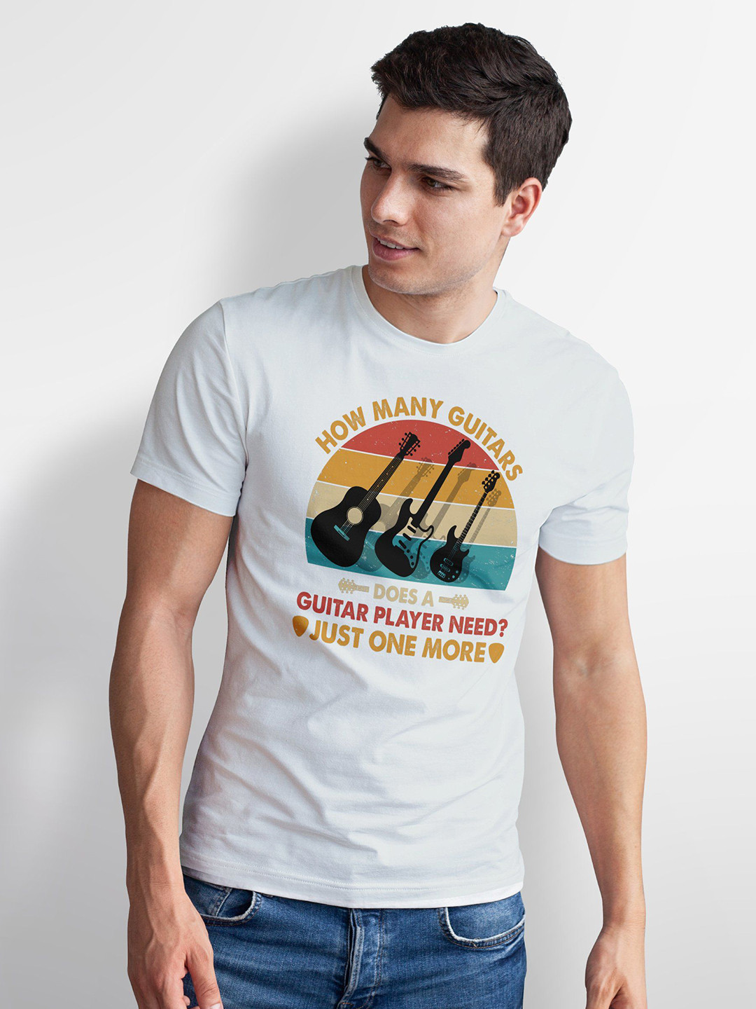 Seekbuylove Men Bio Finish Funny Guitar Round Neck Pure Cotton T-shirt