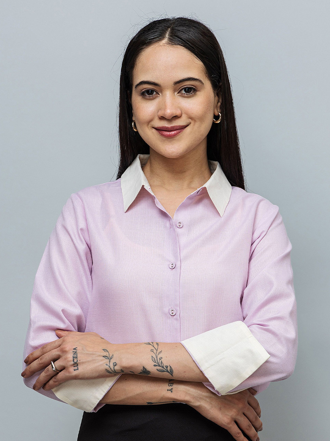 PURYS WORKSPACE Women Smart Fit Solid Spread Collar Formal Shirt