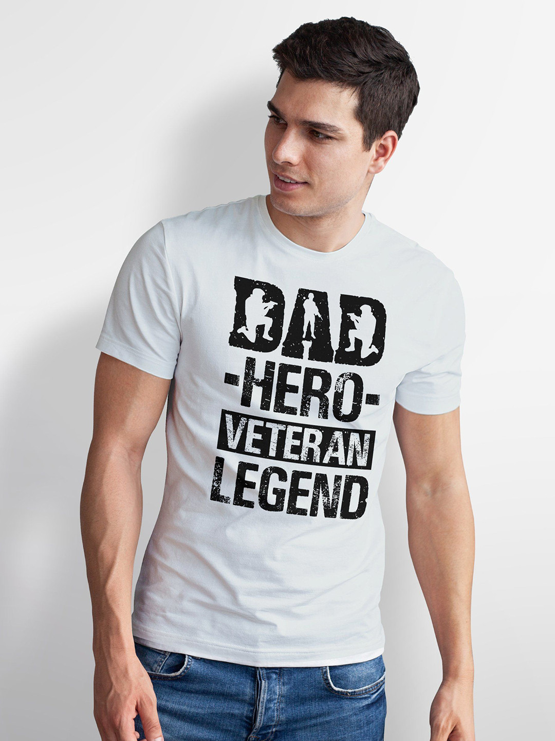 Seekbuylove Men Bio Finish Dad Hero Veteran Legend Round Neck Pure Cotton T-shirt