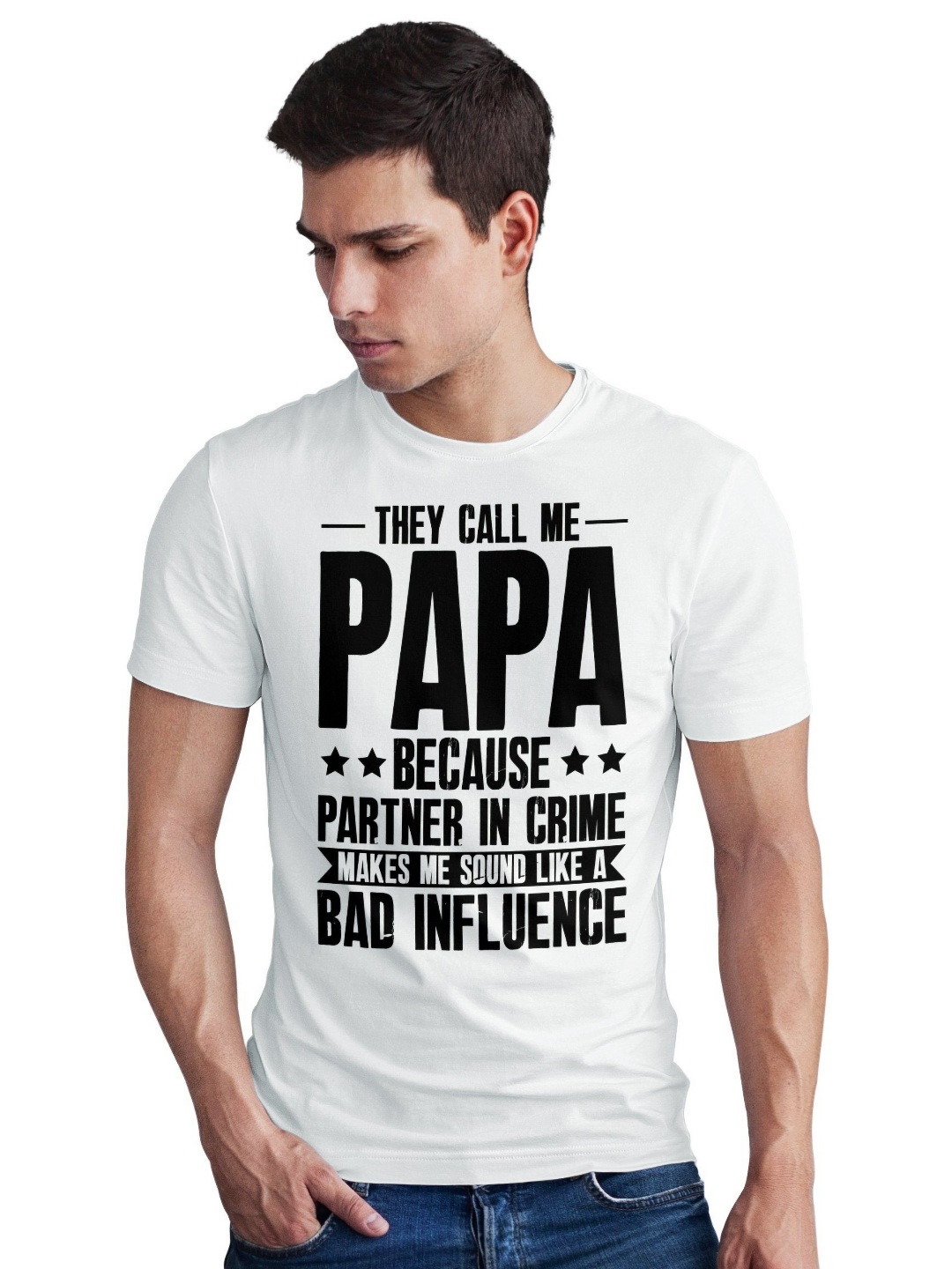 Seekbuylove Men Bio Finish Funny Papa Round Neck Pure Cotton T-shirt