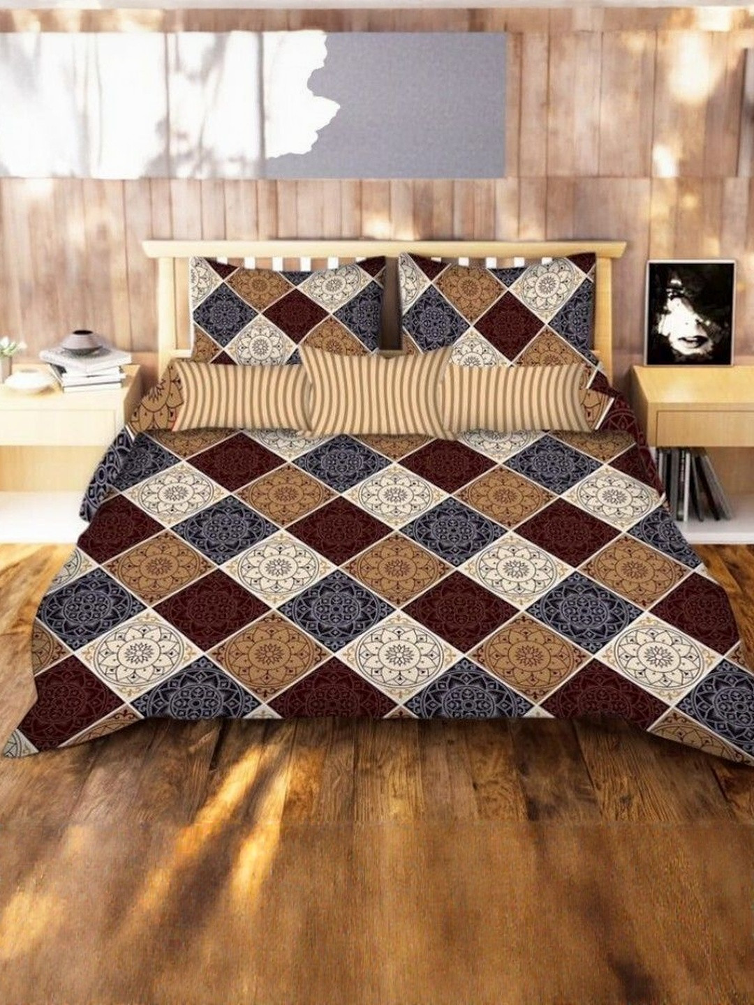 WELLNEST 104 TC Geometric Queen Bedsheets