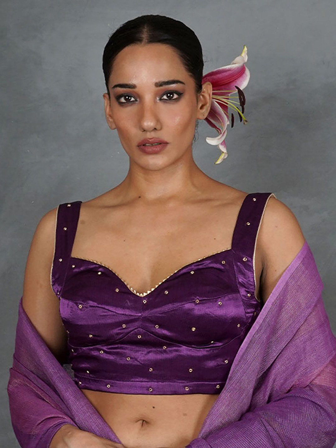 Chidiyaa Tara Embellished Beads and Stones Saree Blouse