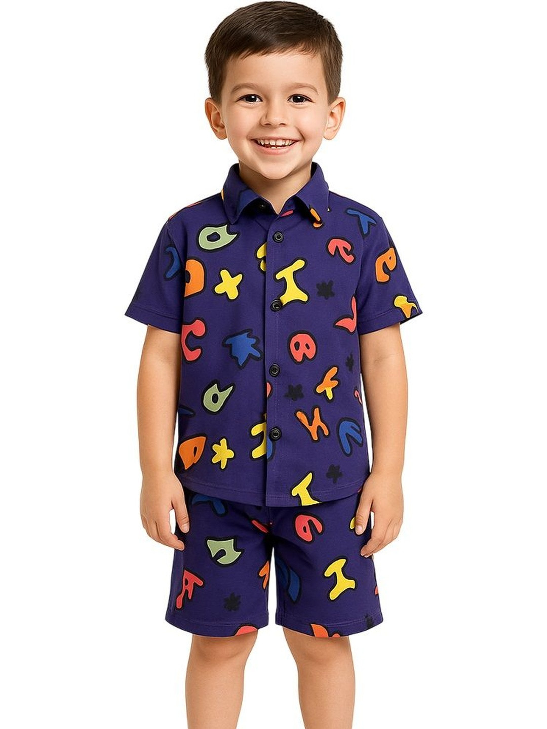 Nakshatra Unisex Kids Printed Shirt with Shorts
