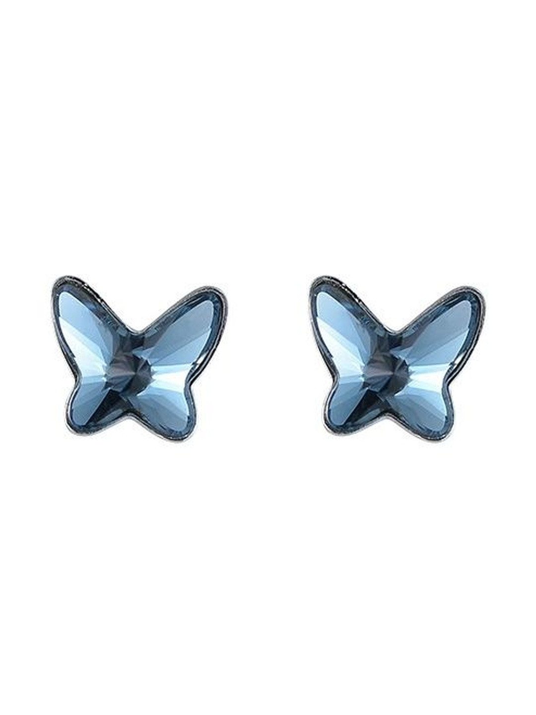MYSTICFLAVIA Women Rhodium Plated Sterling Silver Swarovski Crystal Stud Butterfly Studs