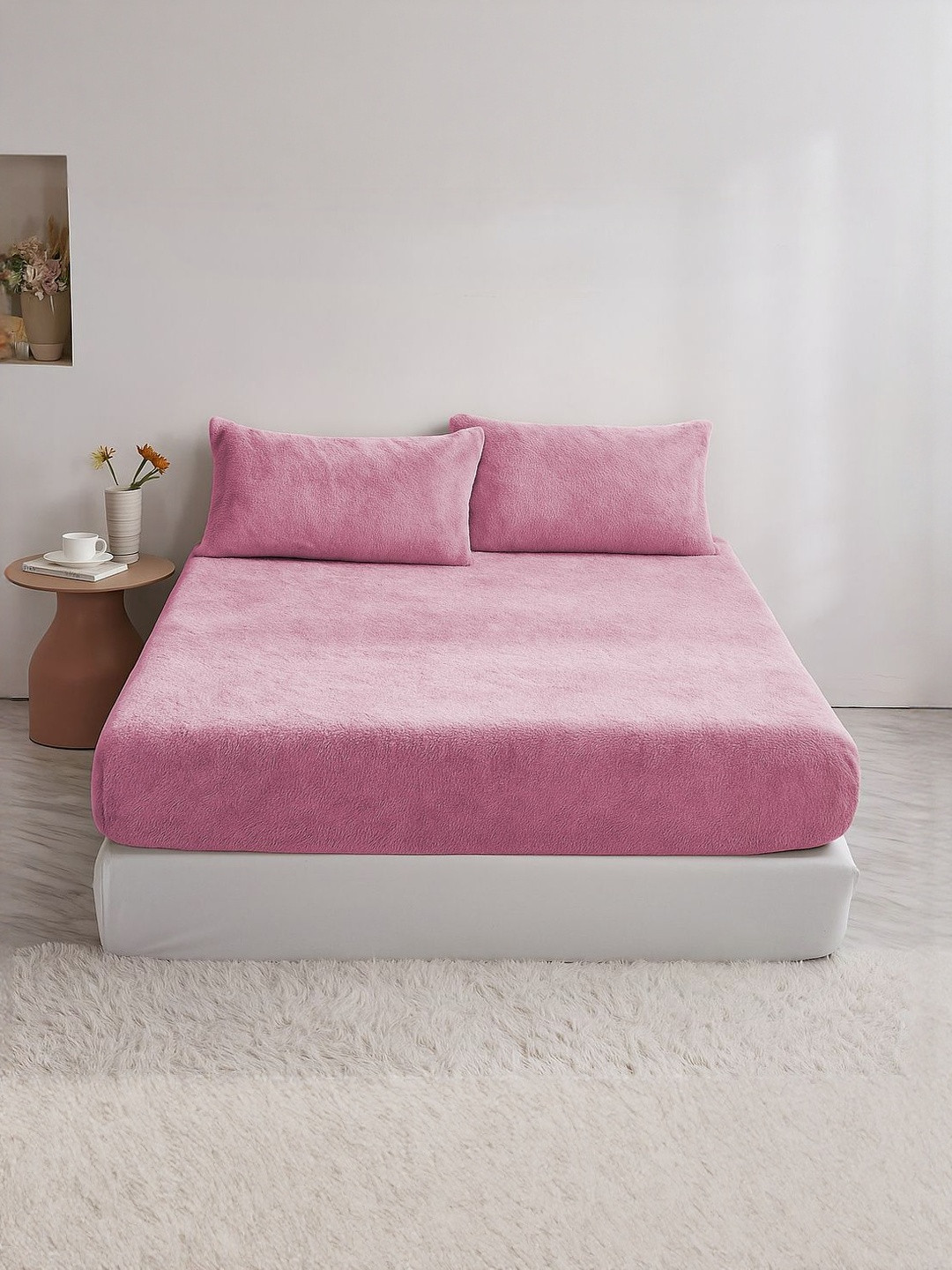 bsb home Pink 220TC King Bedsheet Set 182.88 mx 218.44 m