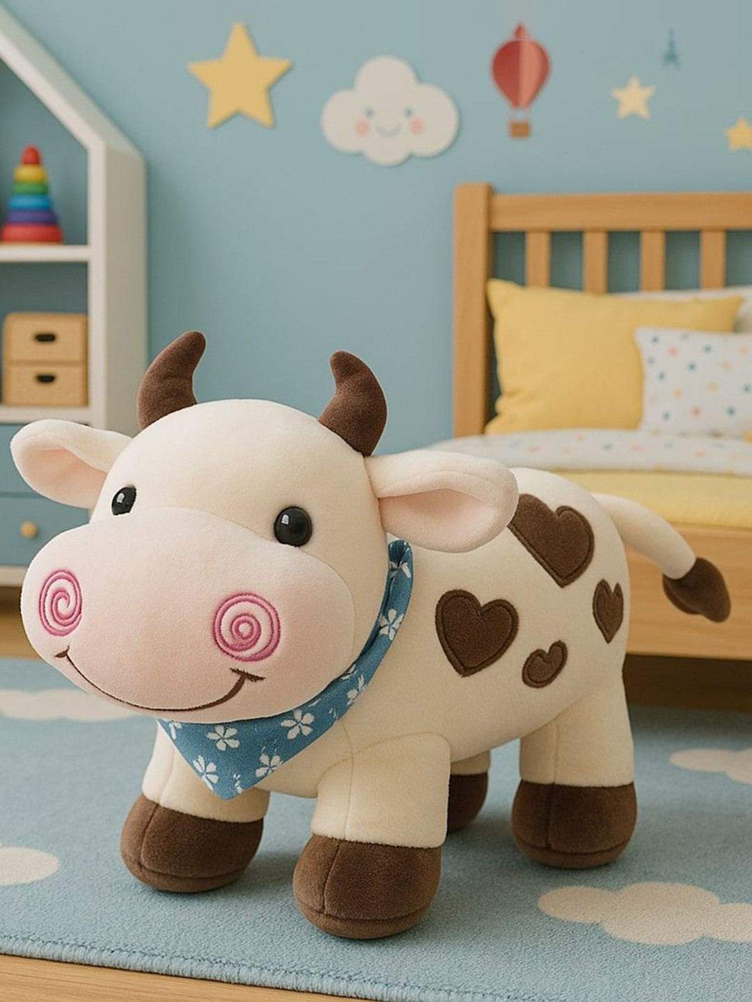 Besties Super Soft Light Brown Trumpet Cow Soft Toy 35 Cm