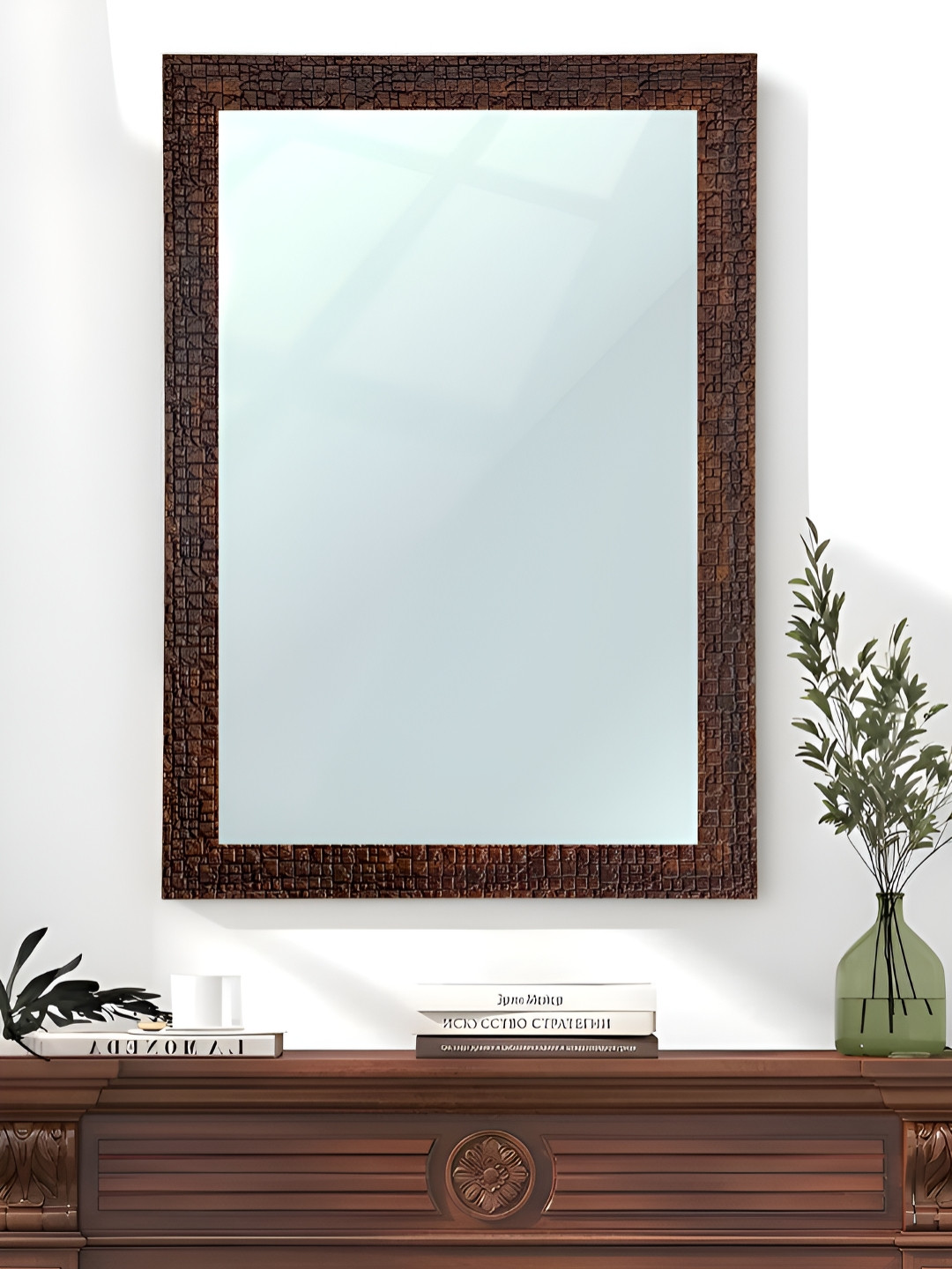 Art Street Red Wall Mount Decorative Mirror With Frame