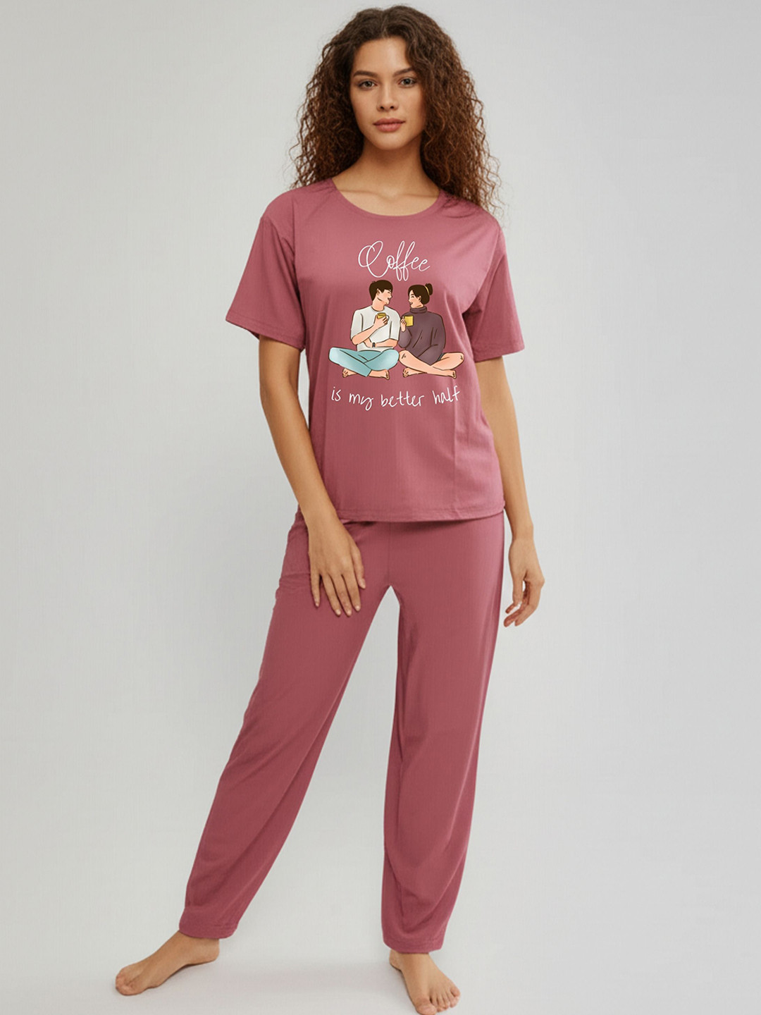 Fasense Graphic Printed Tencel Modal Night Suit