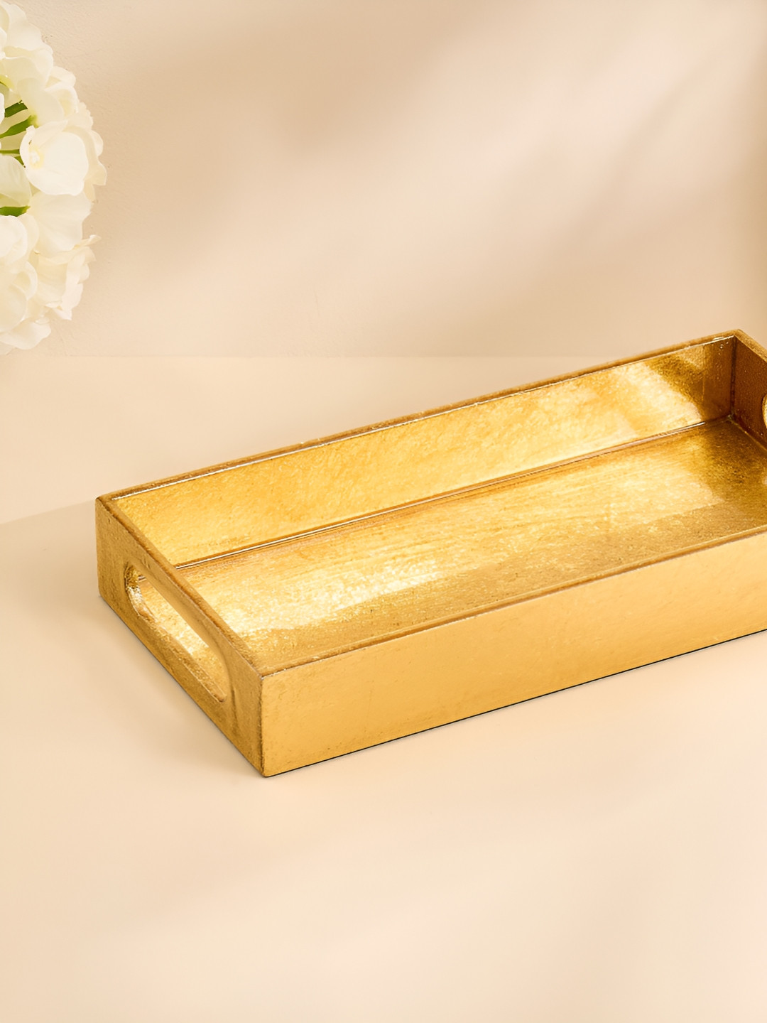 Home Centre Stellar Celestial Enzo Gold-Toned Wooden Serving Tray