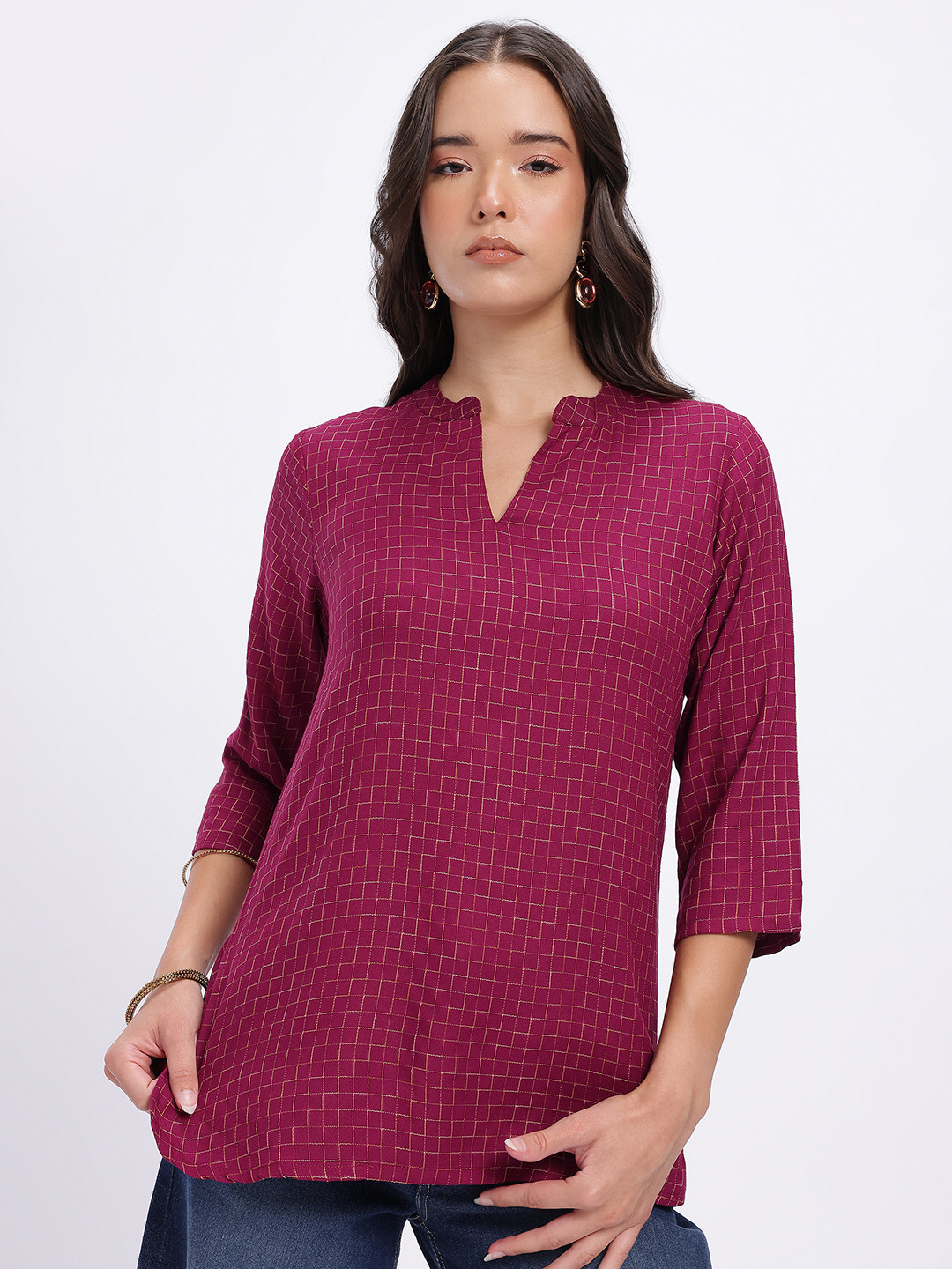 Anouk Rustic Checks Printed Kurti