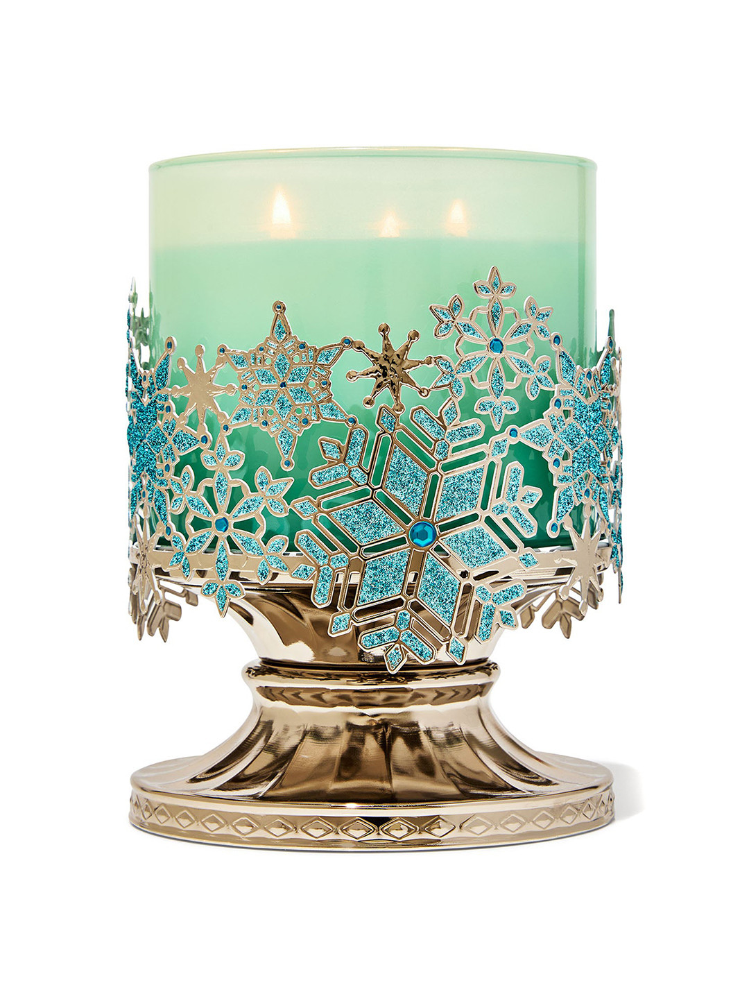 Bath & Body Works Stained Glass Snowflakes 3-Wick Candle Holder