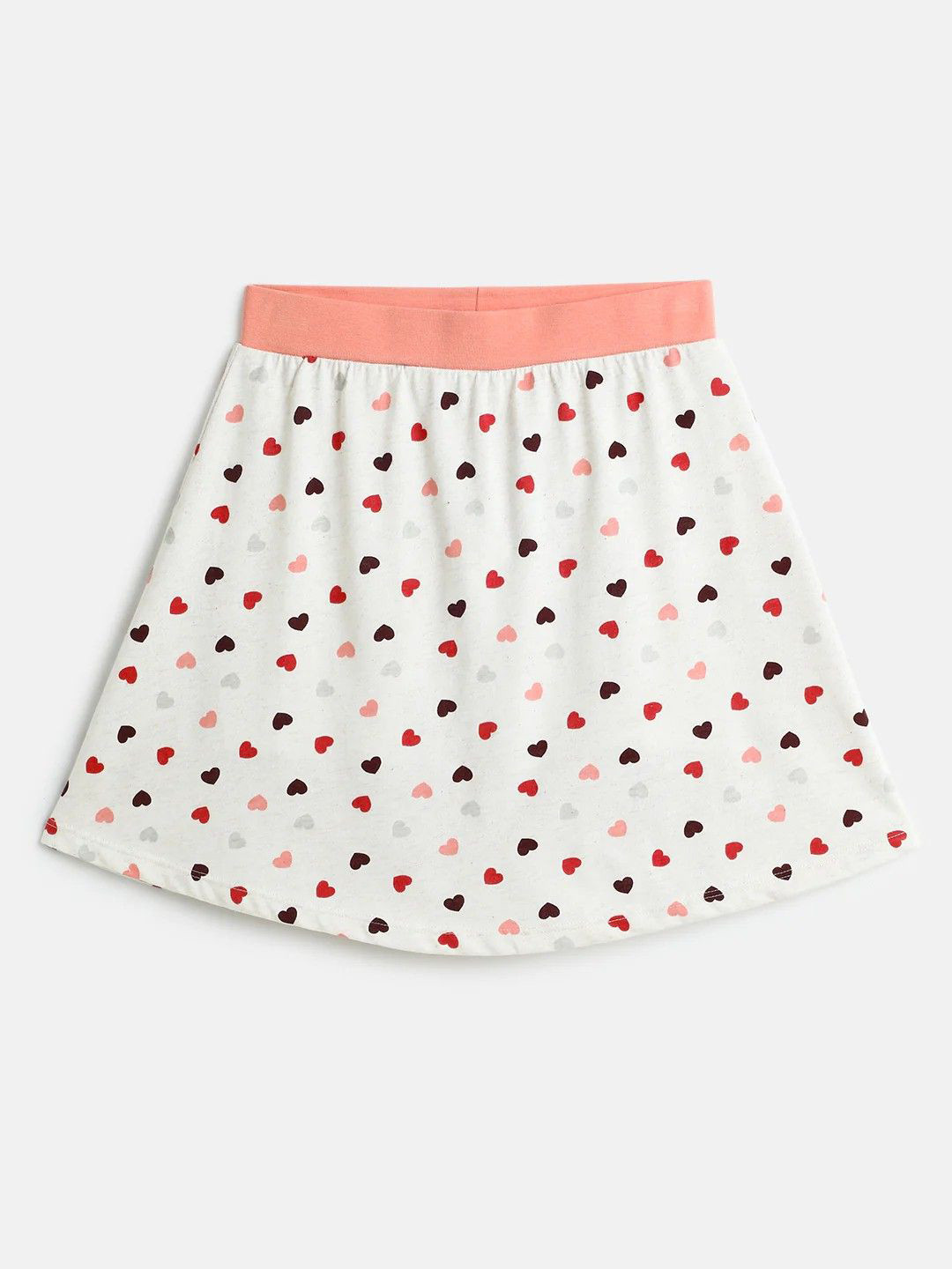 mackly Girls Heart Printed Mini Skirt with Built-in Shorts & Gusset