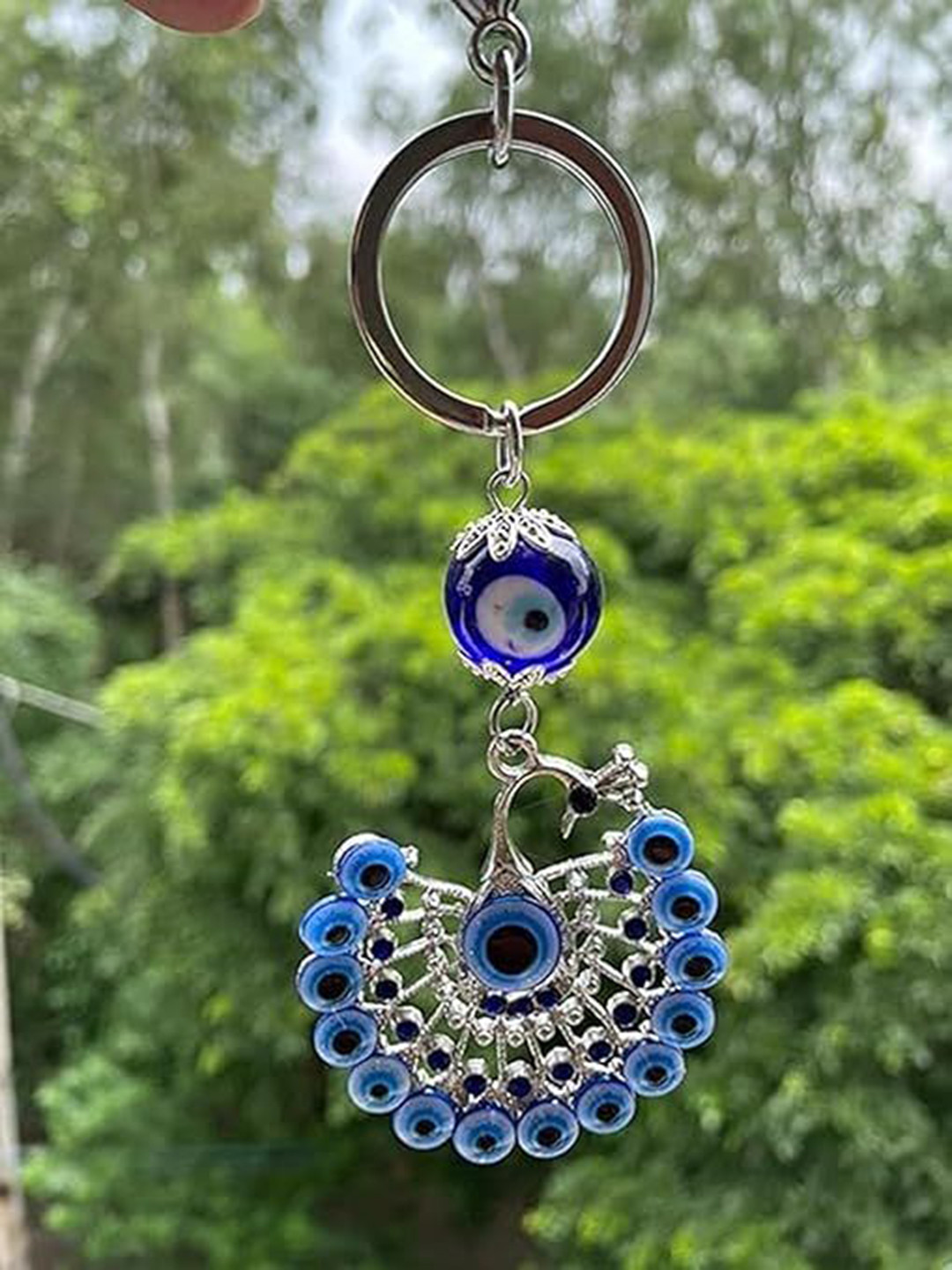 AUGEN Evil Eye Peacock Textured Metal Key Chain