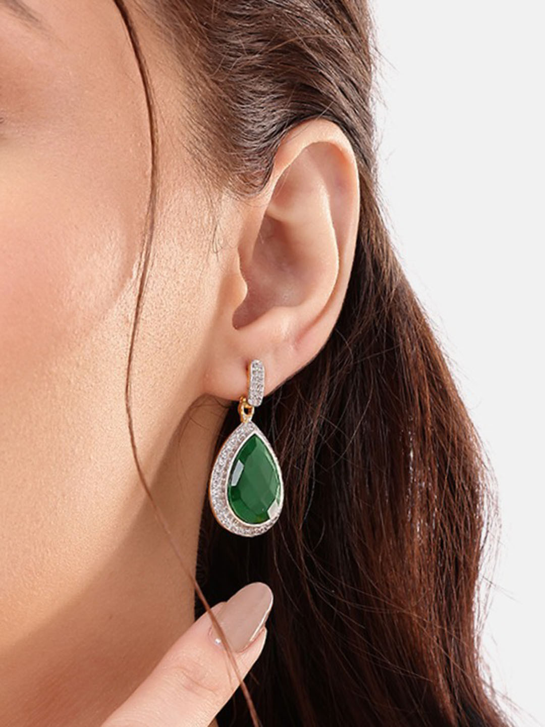 Nuyug 22K Gold Plated CZ Drop Earrings