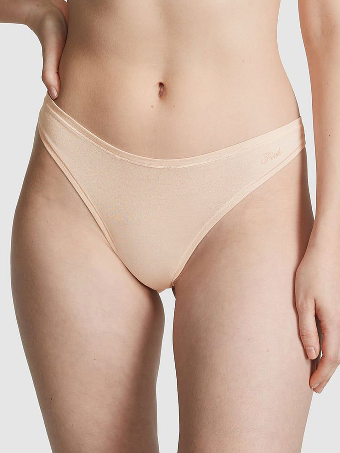 Victoria's Secret Women Solid Cotton Low Rise Thongs Briefs