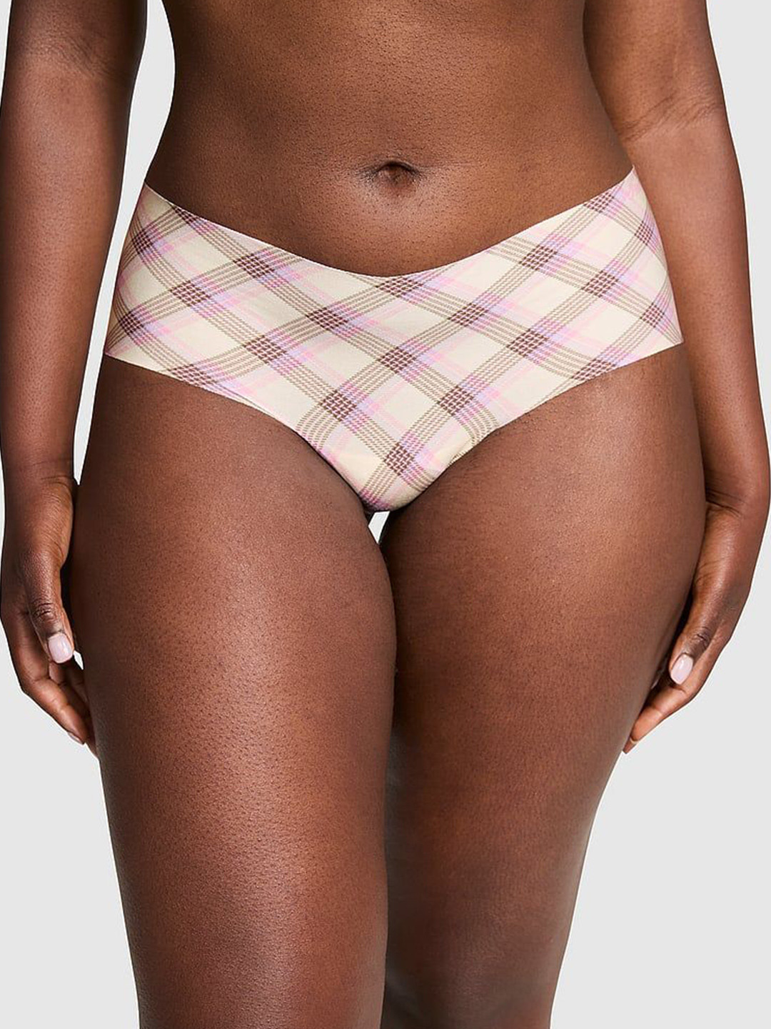 Victoria's Secret PINK No-Show Cheeky Checked Low-Rise Basic Brief