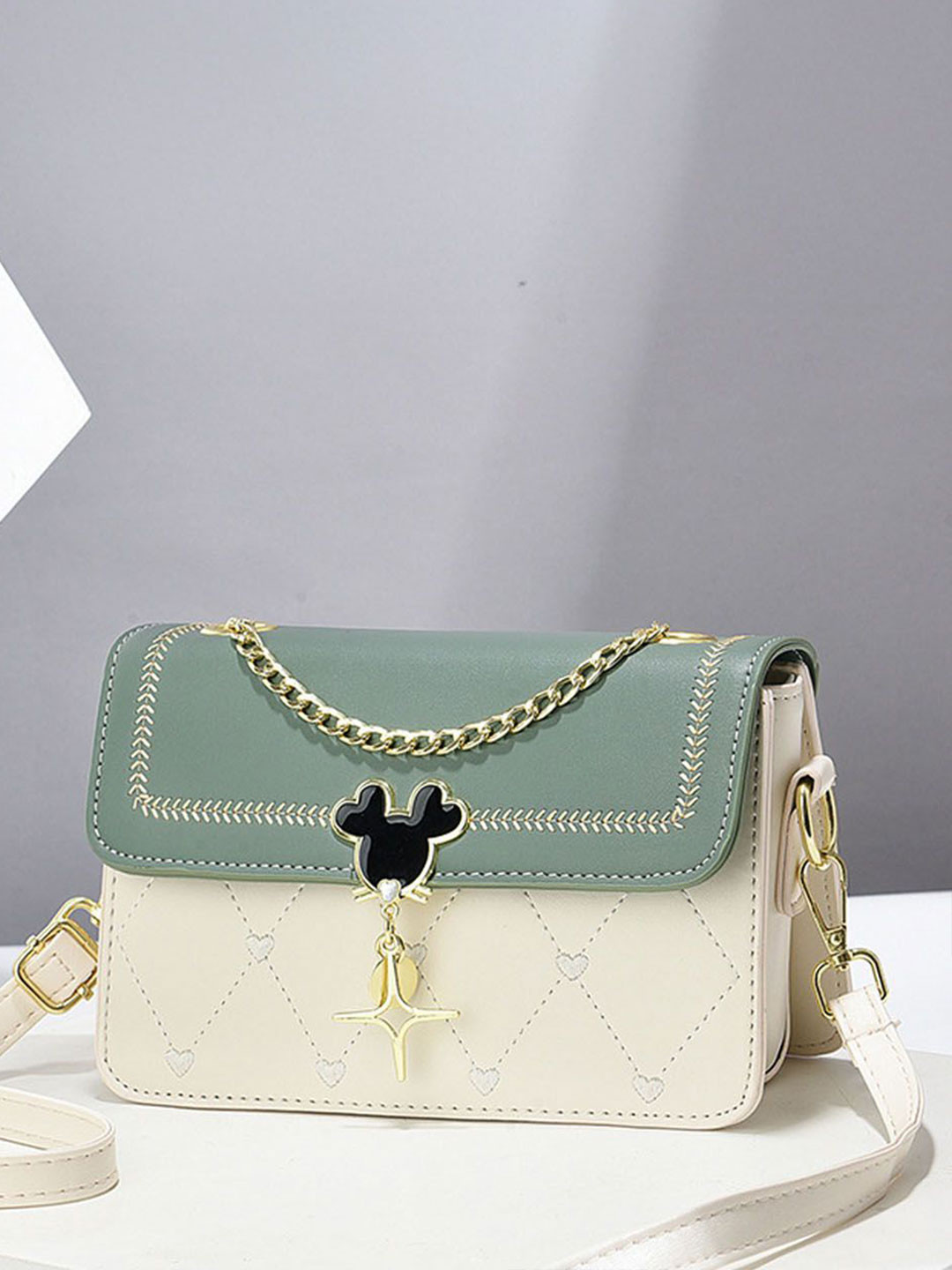 StyleCast Mouse Buckle Embellished Crossbody Sling Bag