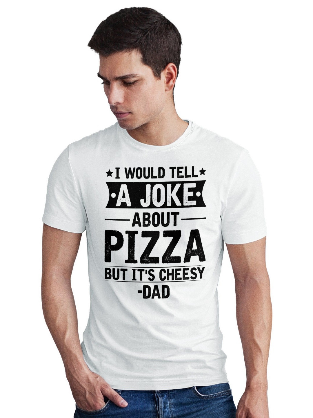 Seekbuylove Men Bio Finish Pizza Joke Round Neck Pure Cotton T-shirt