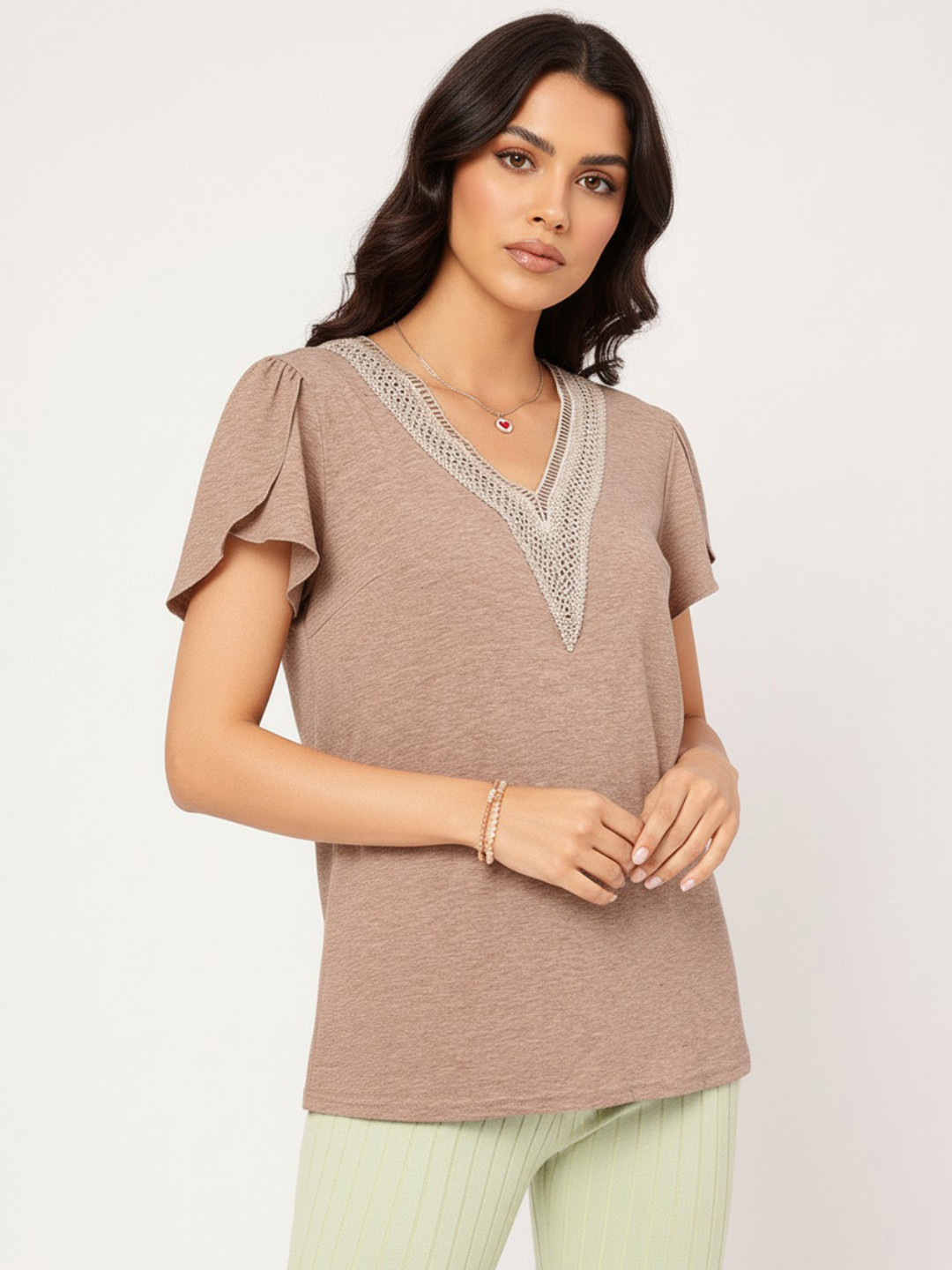DressBerry Lace Edge Statement Top