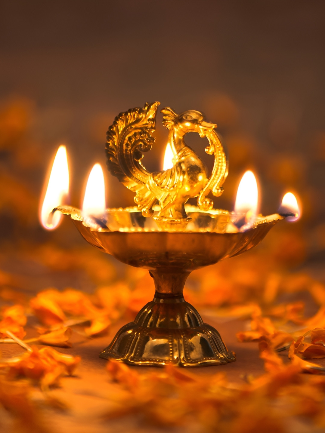 Fabindia Mayur Gold Toned Brass Diya