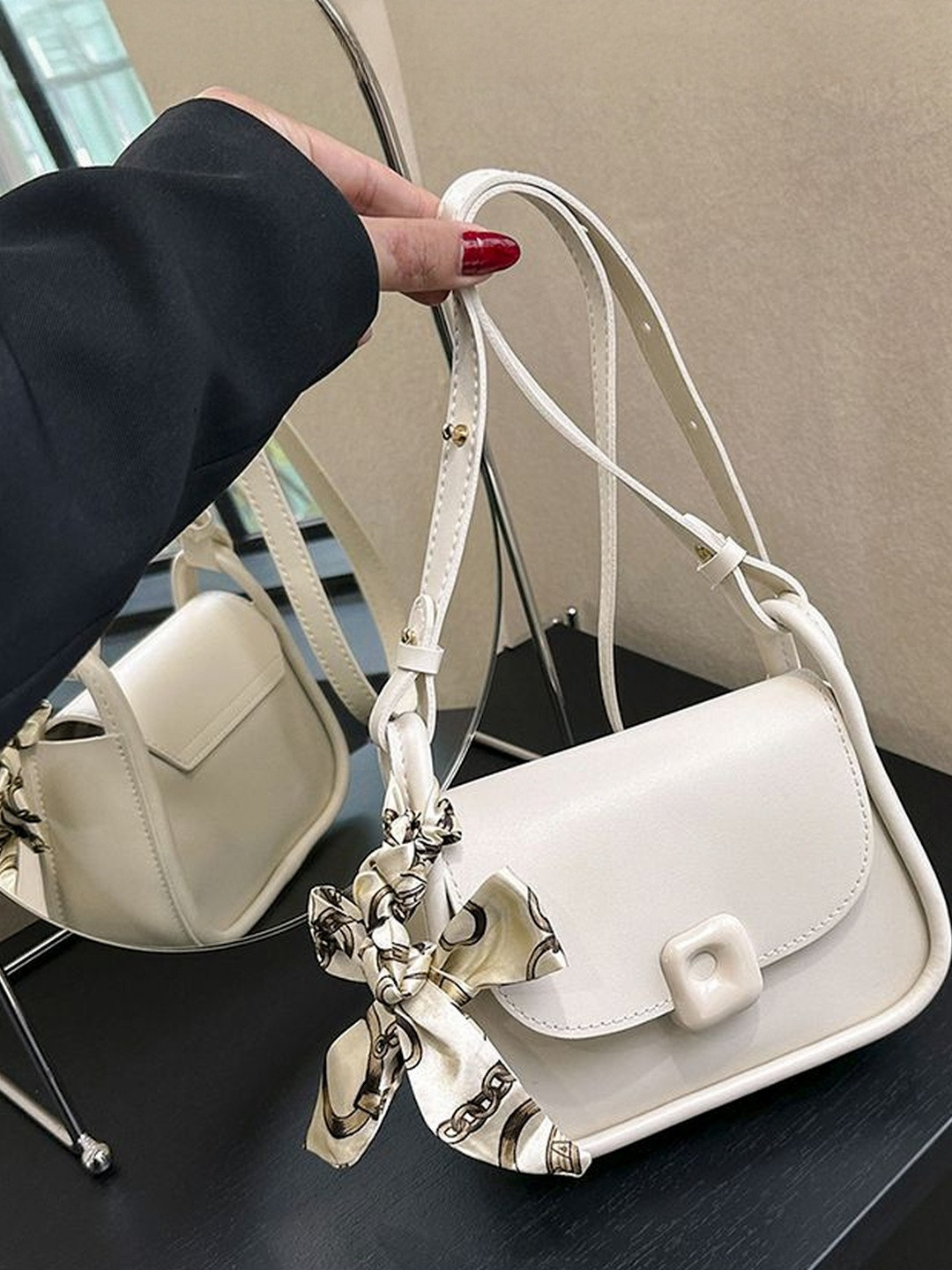CORSICA White PU Satchel Structured Handheld Handbags