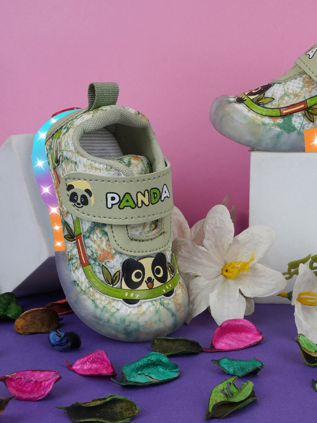 LNG Lifestyle Kids Led Light Panda Printed Sneakers