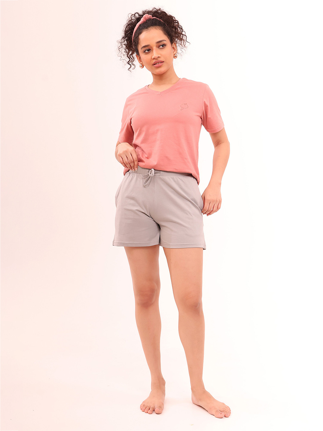 NAP STORY Women Mid-Rise Inner Elastic Cotton Lounge Shorts