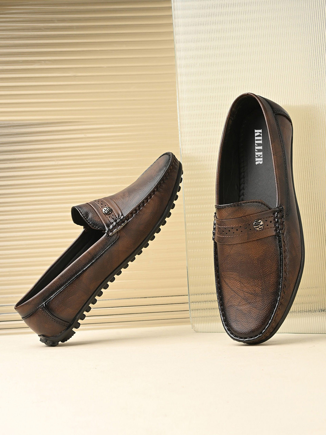 Killer Men Textured Round Toe Slip-On Cushioned Footbed Loafers
