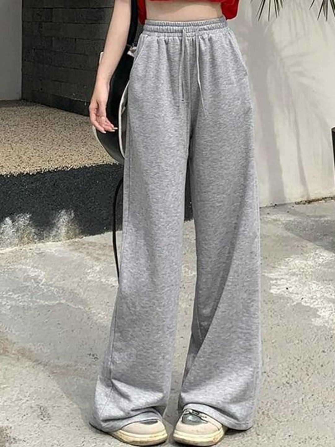 PRICHA Women Solid Original High-Rise Baggy Parallel Trousers  Trousers