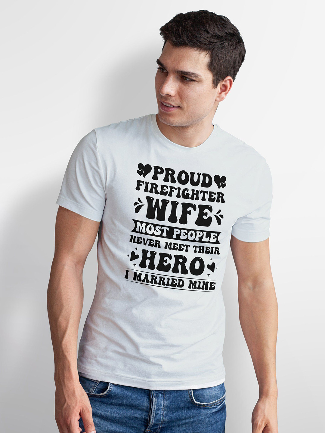 Seekbuylove Men Bio Finish Proud Firefighter Wife Round Neck Pure Cotton T-shirt